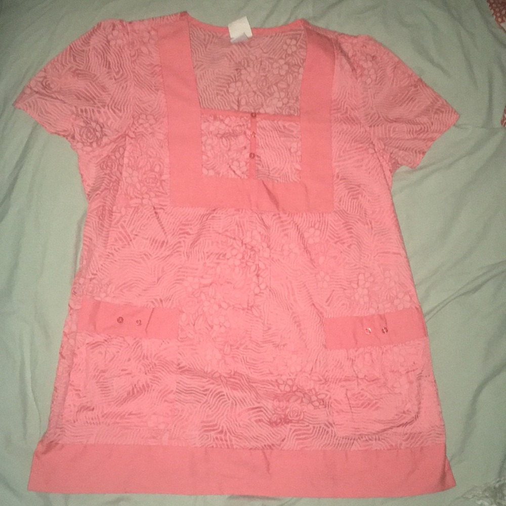 Bravo Juniors Coral Floral M Scrub Top
